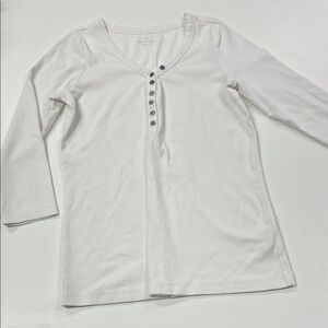 Denver Hayes Y2K style Henley White Long Sleeve Tee